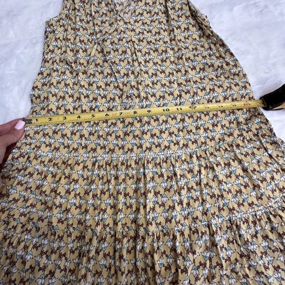 Max Studio Yellow Floral Tiered Mini Dress Sleeveless Boho Tie Neck XS - Picture 6 of 7